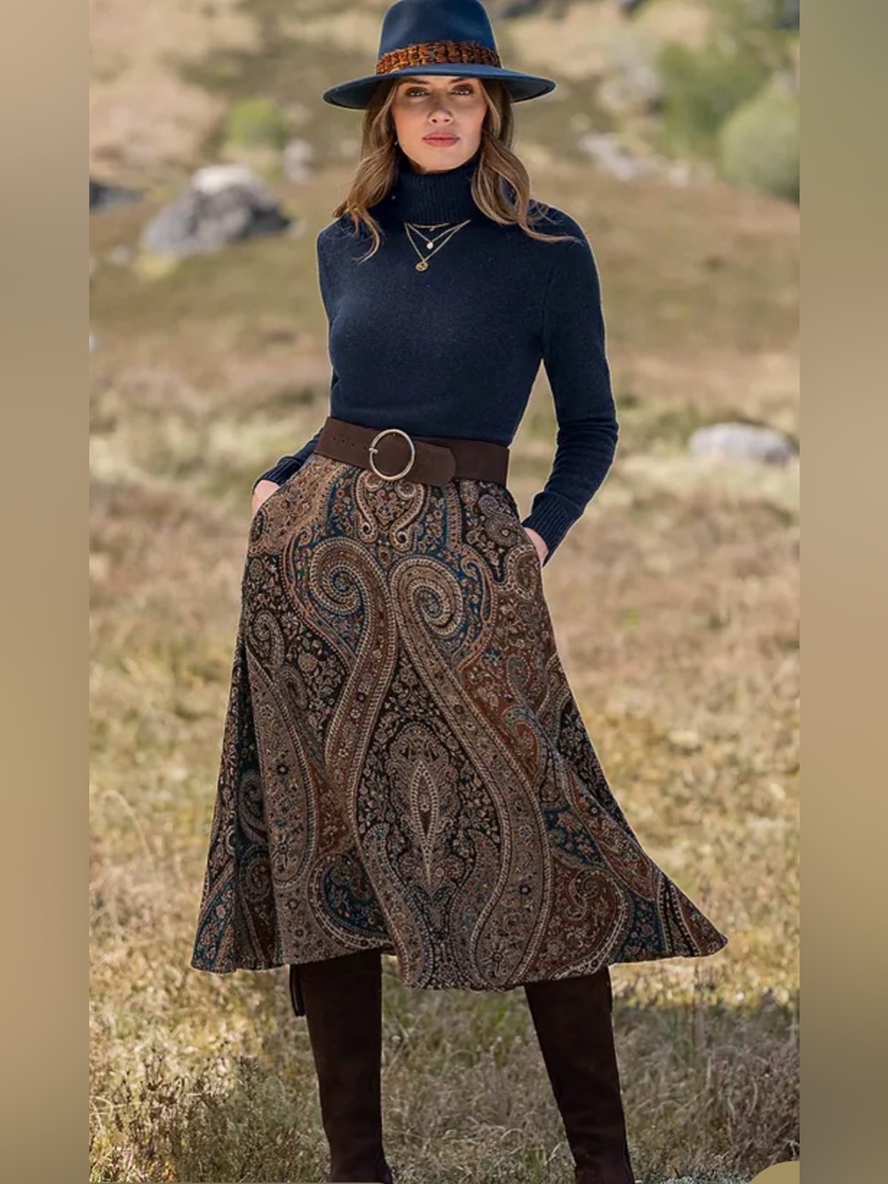 House of Bruar Pashmina Skirt, Paisley Maxi Skirt, Made in Scotland.